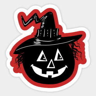 Halloween Witch Hat Pumpkin Silhouette Sticker